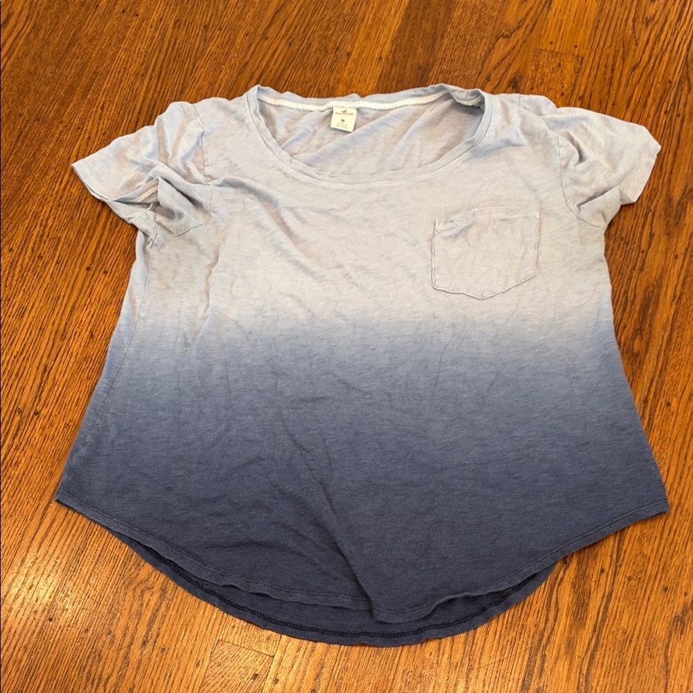 3 for $20  Hollister Blue Ombre Casual Tee‎ w/ Dolphin Hem • Medium